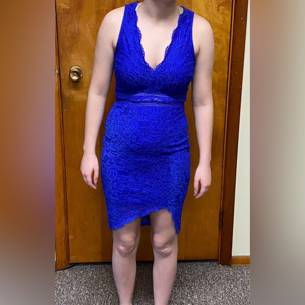 Elegant Blue Lace Dress